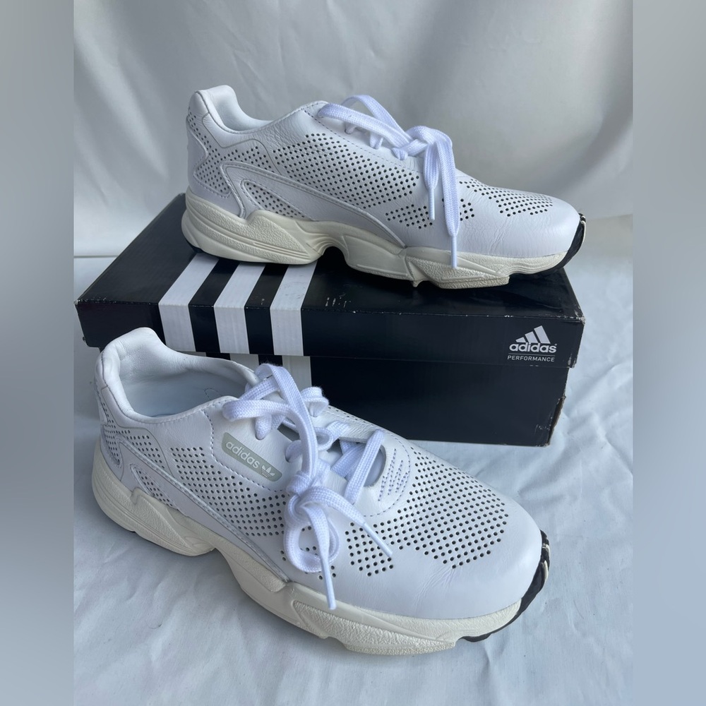Adidas Falcon size US 8.5 white perforated leather DB3357 men’s